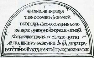 Temple de Londres : inscription relative à l'inauguration du monument (1185)