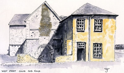 Denny : Main building from west front - Drawing by John Yarnold