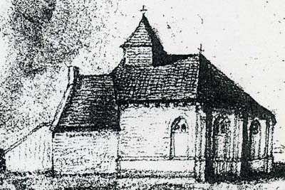 Haneffe : la chapelle - Croquis de J.A.A. Schaepkens 
