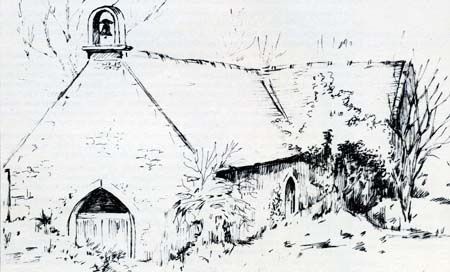 Le Créhac : la chapelle (croquis de Paula Giauffret)