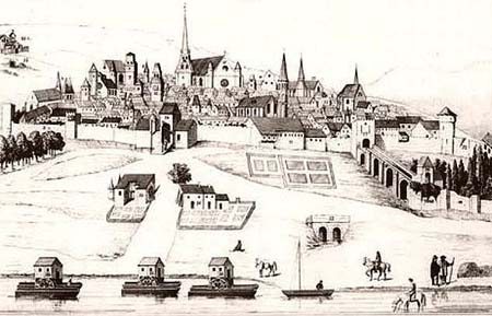 Agen : vue perspective de la ville en 1648